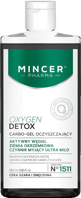 Mincer Pharma Oxygen Detox Carbo-gel oczyszczajacy nr 1511 250ml 592434 (5902557262434) kosmētikas noņēmējs