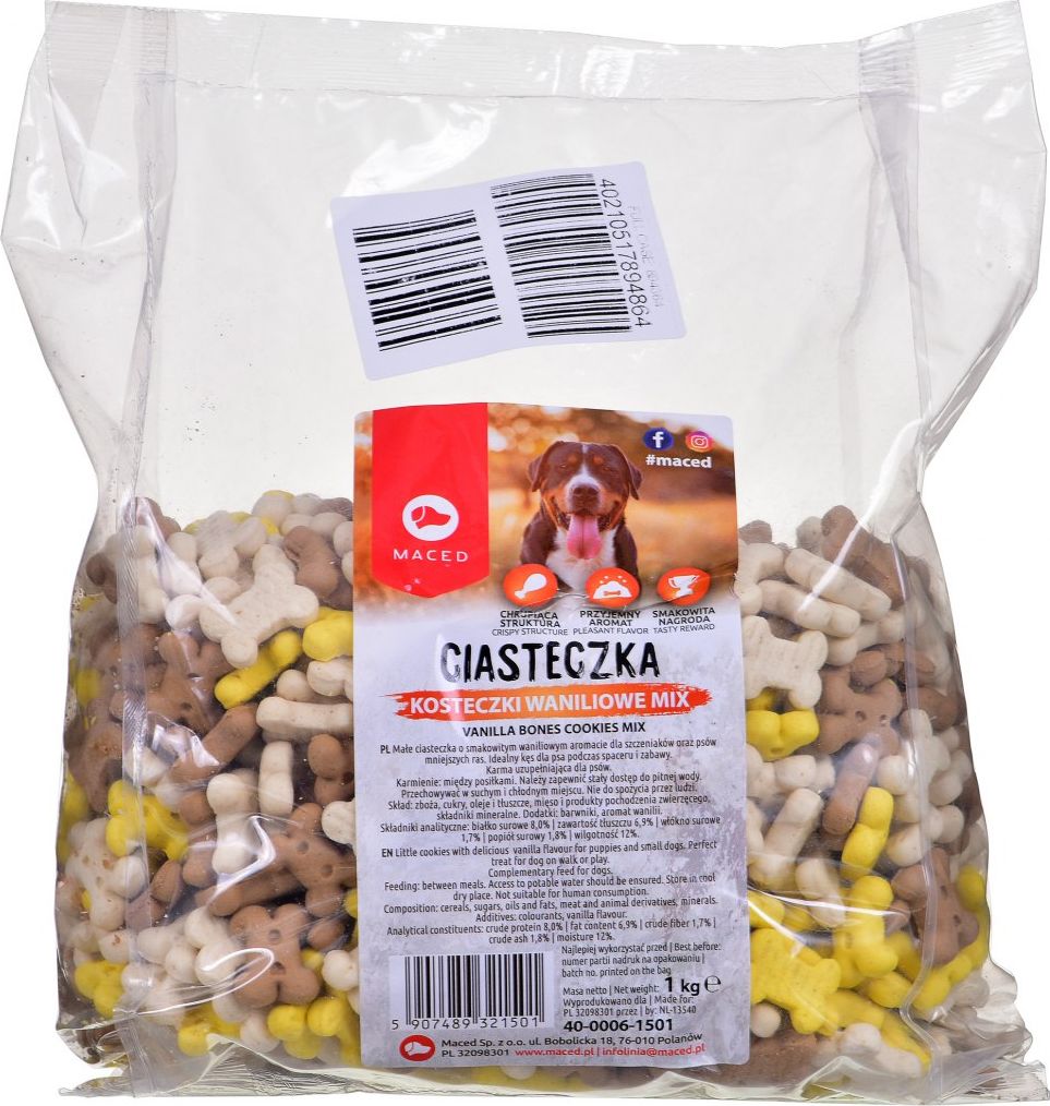 Maced Ciastka dla psa - waniliowe kosteczki mix 1 kg 7532358 (5907489321501)