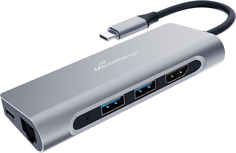 MediaRange DockingStation USB-C -> HDMI,USB3.2,RJ45,PD 60W dock stacijas HDD adapteri