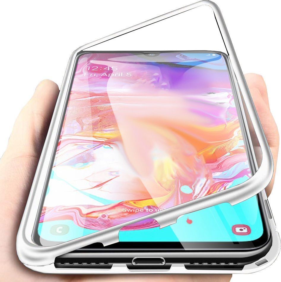Magnetic Front + Back Magnetic Case for Xiaomi Poco X3 NFC (Silver) maciņš, apvalks mobilajam telefonam