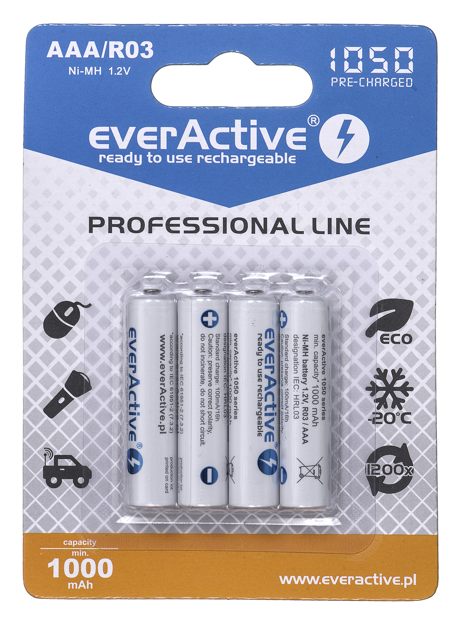EverActive Ni-MH R03 AAA 1050 mAh Professional LineEVHRL03-1050 Baterija