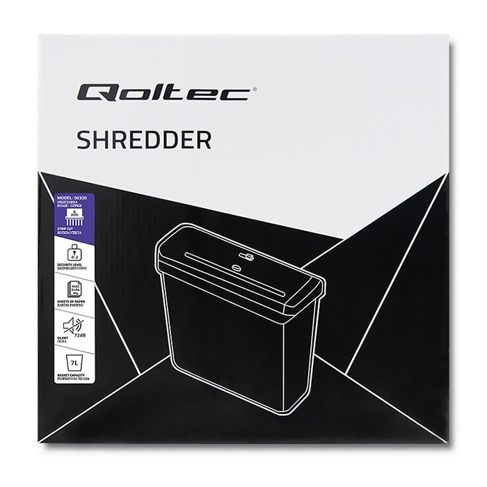 Qoltec 50320 paper shredder Strip shredding 72 dB 22 cm Black papīra smalcinātājs