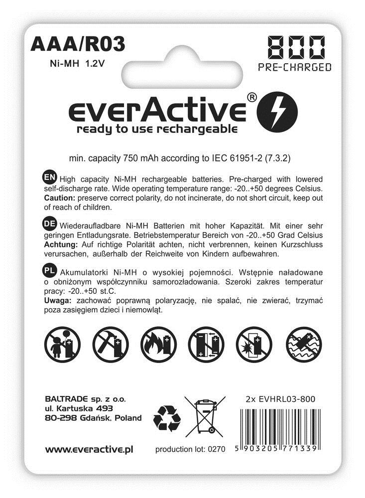 EverActive EVHRL03-800 (800mAh ; Ni-MH LSD) Baterija