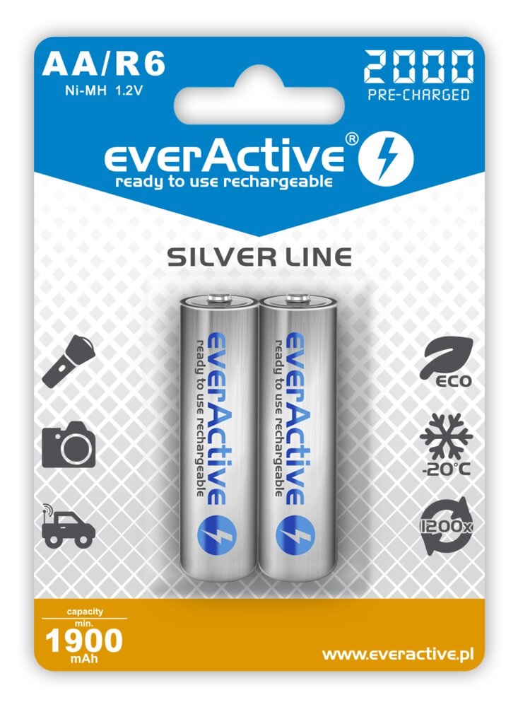 everActive Ni-MH R6 AA 2000 mAh Silver Line - 2 pieces Baterija