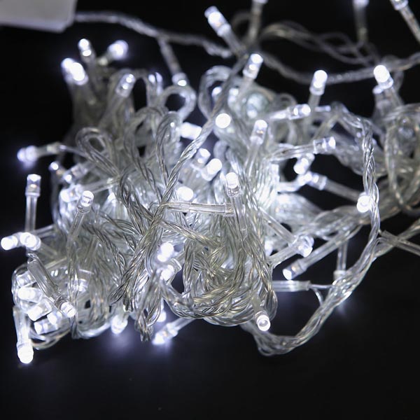 Lampki choinkowe 100 LED biale zimne HT00FL002T (8590274505049) Ziemassvētku lampiņas