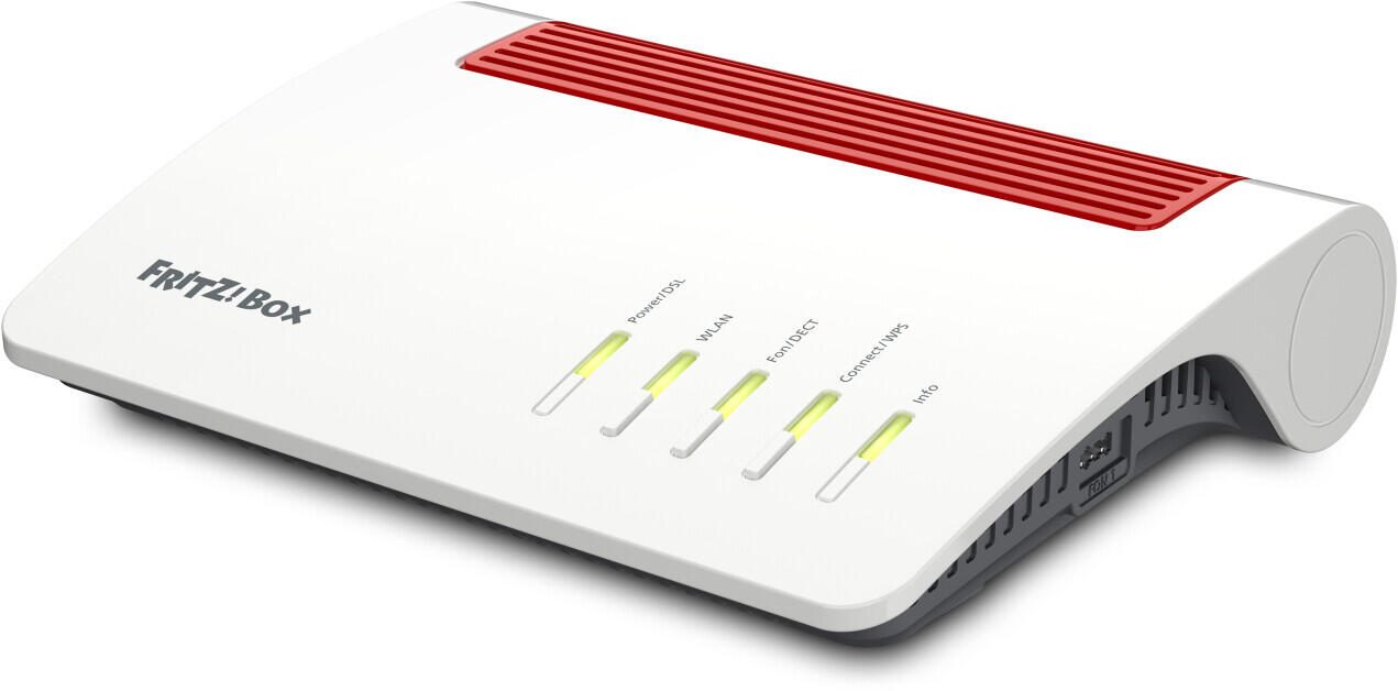 AVM FRITZ Box 7590 AX Wi Fi 6 (Highspeed mit Wi-Fi 6 fur alle DSL-Anschlusse - Version ohne ISDN S0 Port) Rūteris