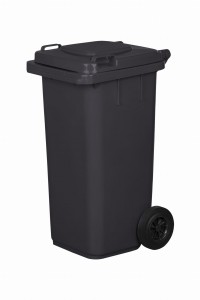 Atkritumu konteineris ar vaku un riteniem 120L, melns atkritumu tvertne