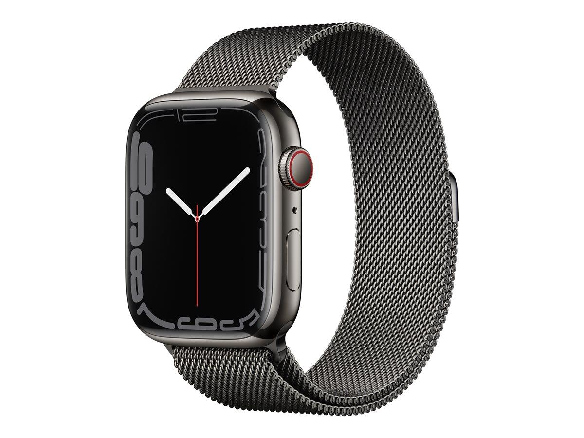 Apple Watch 7 Cell, 45mm Steel Graphite, Milanese Loop Graphite Viedais pulkstenis, smartwatch