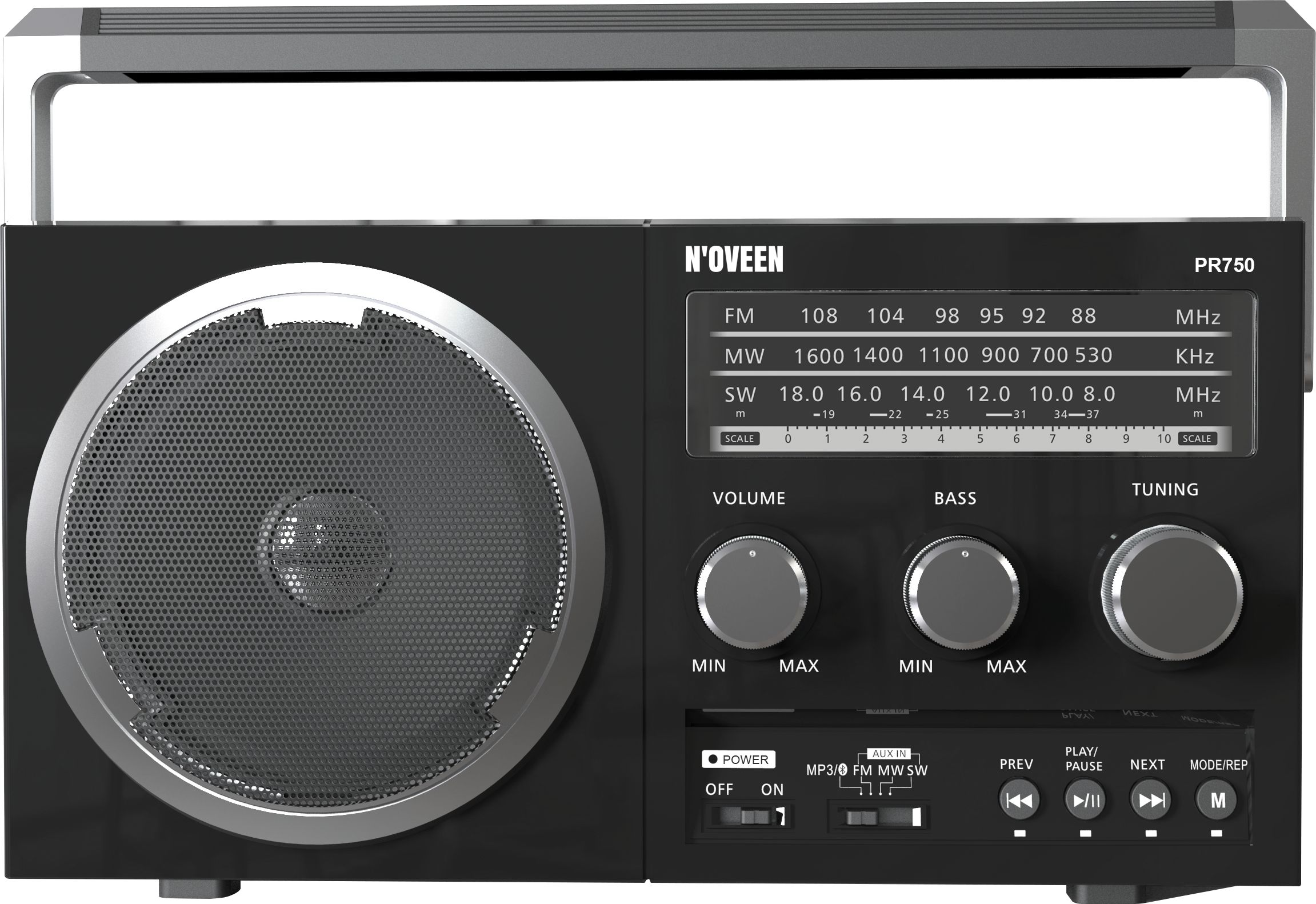 Portable radio N'oveen PR750 Black magnetola
