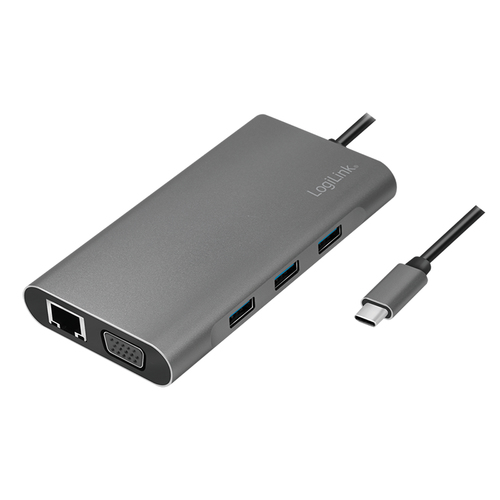 LogiLink Dockingstation USB 3.2 Gen1,USB-C, 10-Port,PD,silb. dock stacijas HDD adapteri