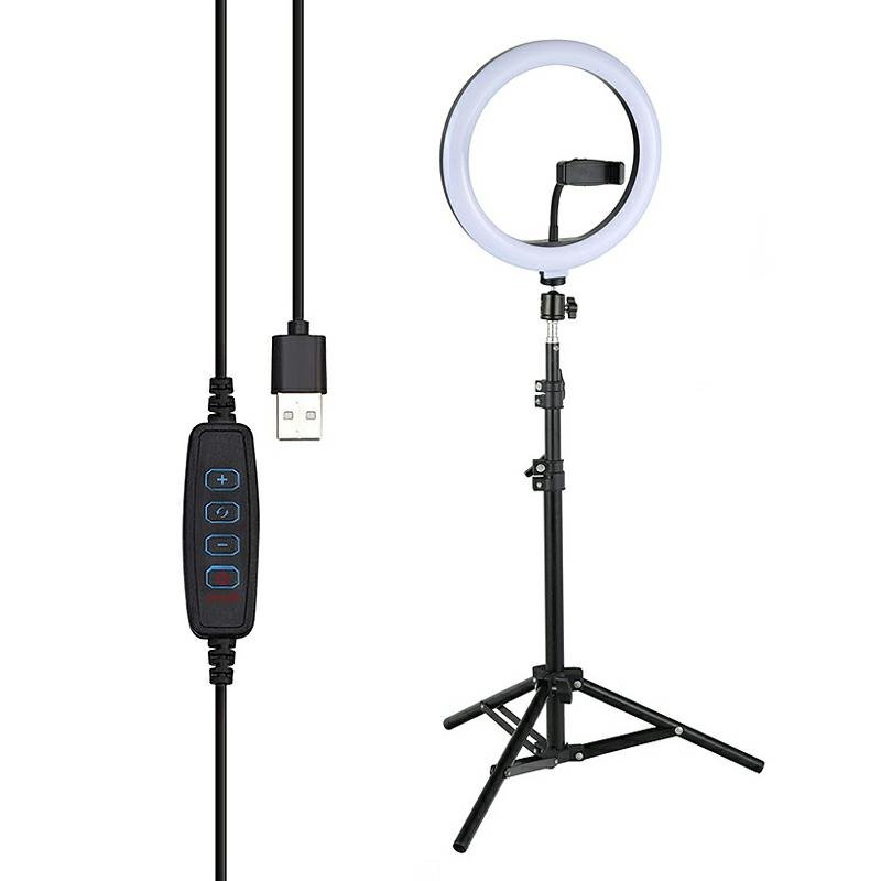 RoGer V7 Universāls Tripod Statnis priekš Selfie ar 3 toņu LED lampu 2.1m Melns Selfie Stick