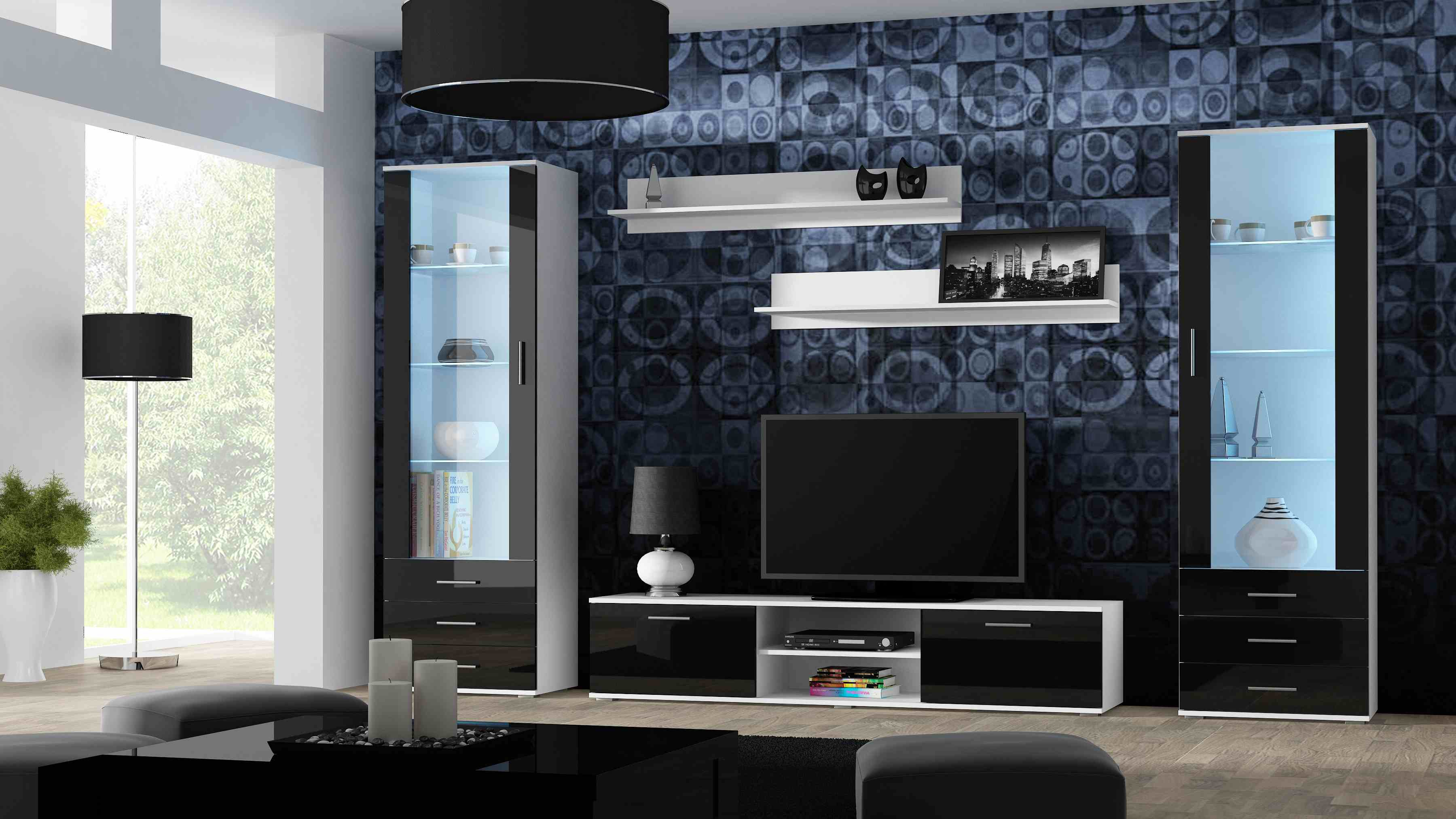 Cama TV stand SOHO 180 white/black gloss