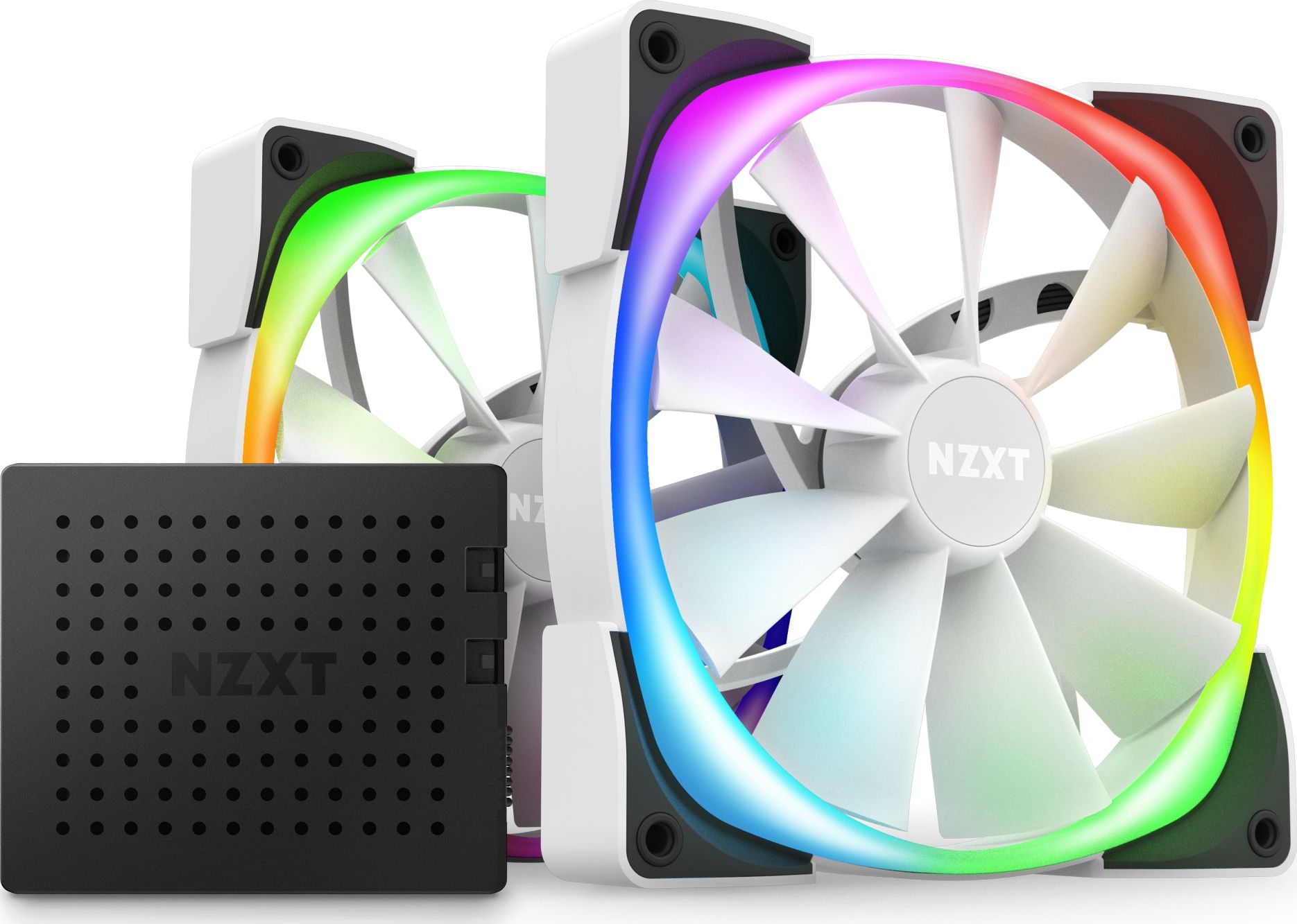 NZXT Aer RGB 2 Starter Kit - Gehäuselüfter - 140 mm - Mattes Weiß (Packung mit 2) 815671014474