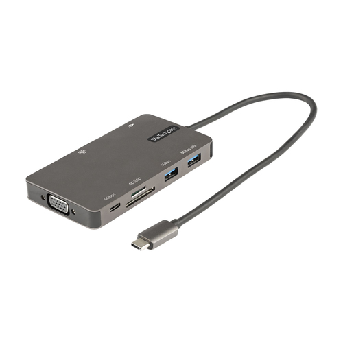 StarTech.com USB C Multiport Adapter - HDMI 4K 30Hz or VGA Travel Dock - 5Gbps USB 3.0 Hub (USB A / USB C Ports) - 100W Power Delivery - SD/ dock stacijas HDD adapteri