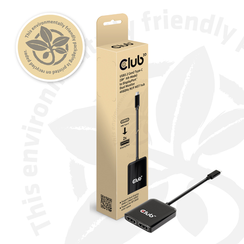 Club3D USB-Hub USB 3.2 Typ C > 2x DP       4K60Hz      St/Bu retail USB centrmezgli