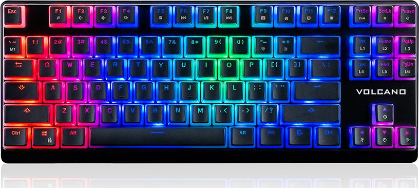 Modecom Volcano Lanparty Pudding RGB Mechanical Keyboard (Outemu Blue), Black klaviatūra