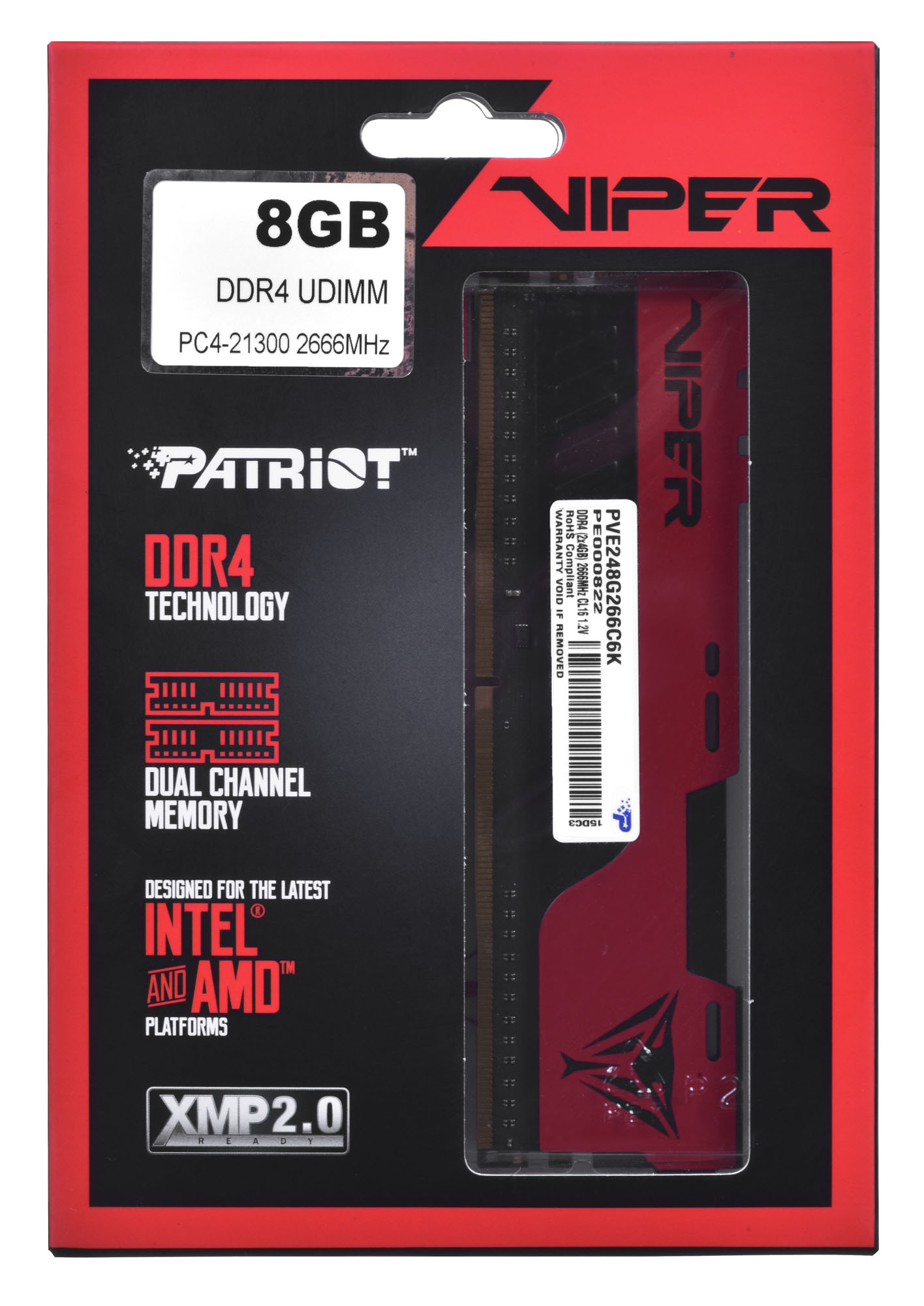 Patriot DDR4 8GB 2666 - CL - 16 Viper Elite II Dual Kit operatīvā atmiņa