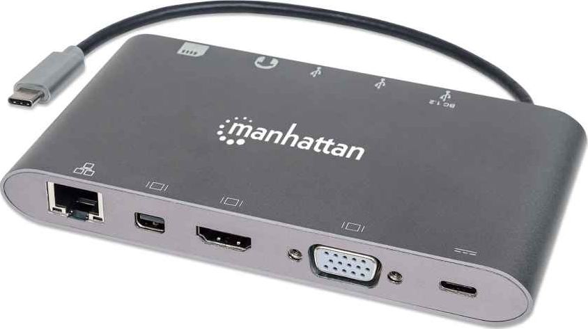 Manhattan SuperSpeed USB-C 7-in-1-Dockingstation tīkla iekārta