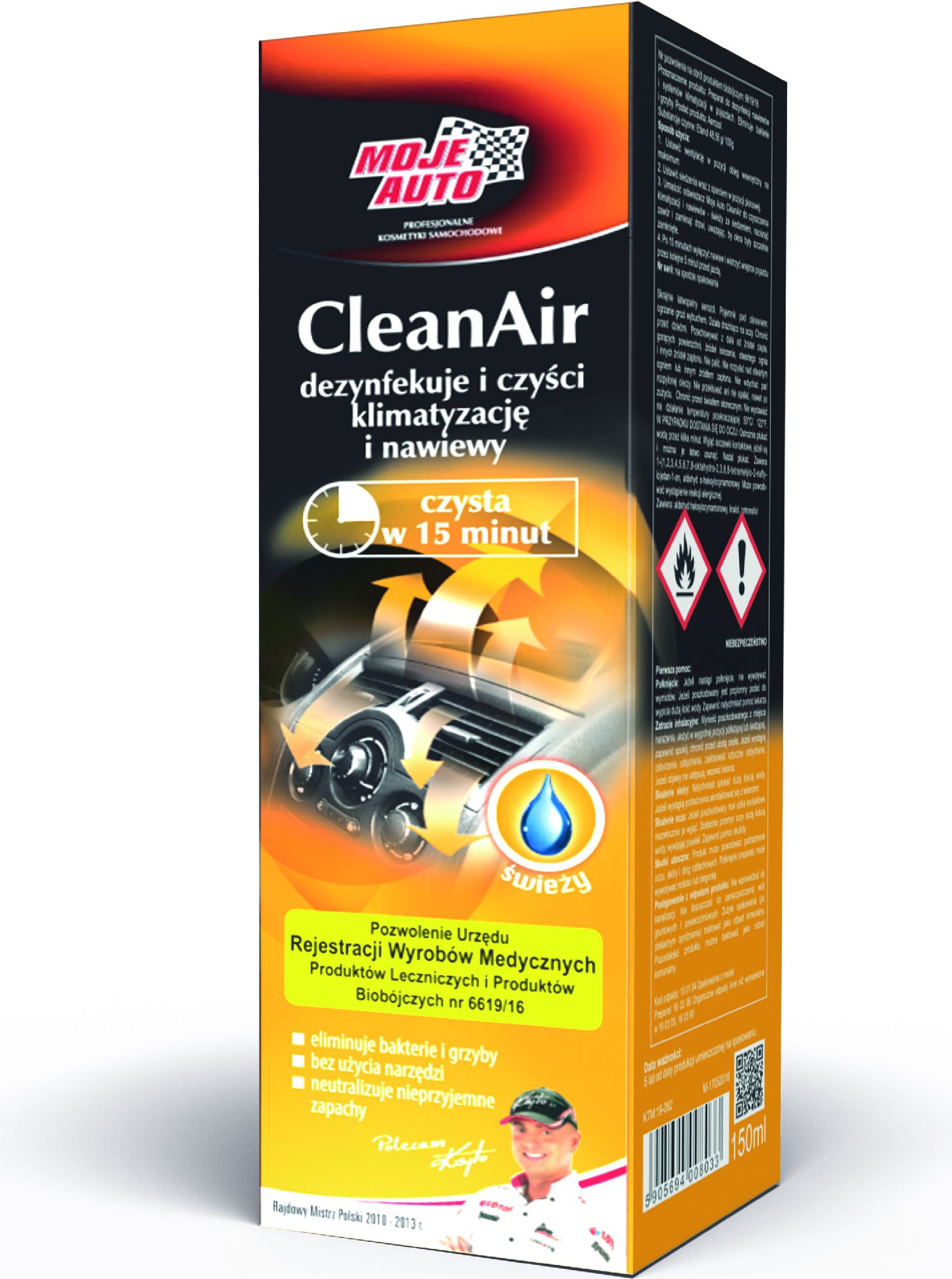 Moje Auto Preparat do czyszczenia i odswiezania klimatyzacji Clean Air 150ml (19-092) 19-092 (5905694008033) auto kopšanai
