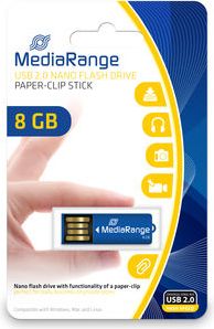 USB Nanostick 8 GB MediaRange m. Klammerfunktion blau USB Flash atmiņa