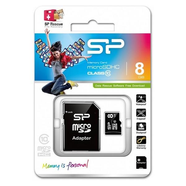 Silicon Power SP008GBSTH010V10SP memory card 8 GB MicroSDHC Class 10 atmiņas karte