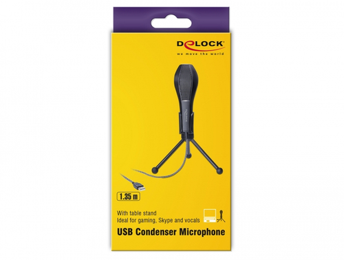 DeLOCK USB condenser microphone with table stand (black)