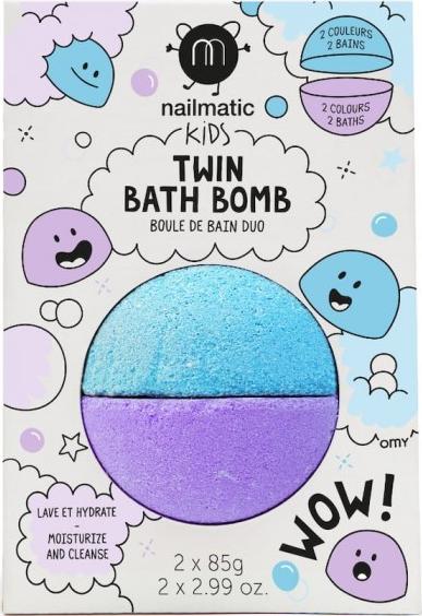 Nailmatic Nailmatic Kids Twin Bath Bomb podwojna kula do kapieli dla dzieci Blue/Violet 170g 3760229895098 (3760229895098) aksesuāri bērniem