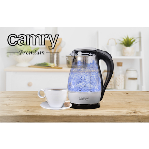 Camry CR 1251w electric kettle 1.7 L Black,Stainless steel,Transparent 2200 W Elektriskā Tējkanna