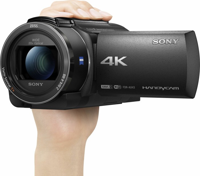 Sony FDR-AX43 3840 x 2160 pixels, Digital zoom 250 x, Black, Wi-Fi, LCD pixels, Image stabilizer, BIONZ X, Optical zoom 20 x, 2.95  45487361 Video Kameras