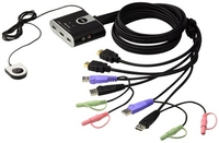 KVM Switch 2xKVM 3xHDMI 2xUSB 6xUSB 3xAudio Ausgang 2xKlinke ATEN Black KVM komutators