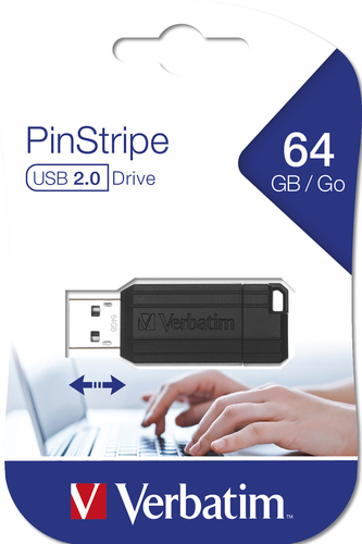 Verbatim PinStripe 64GB, Sliding mechanism - Push and Pull type USB Flash atmiņa