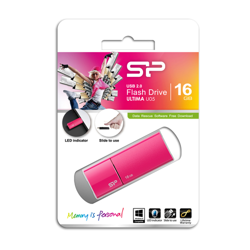 SILICON POWER 16GB, USB 2.0 FLASH DRIVE ULTIMA U05, PEACH USB Flash atmiņa