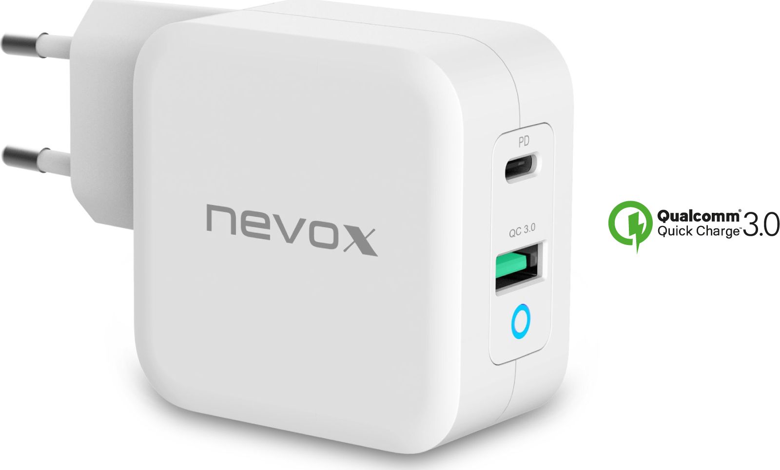 Nevox 65W USB - C Power Delivery (PD) + Q3.0, charger (white) aksesuārs mobilajiem telefoniem