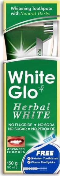 White Glo WHITE GLO_SET Herbal White Toothpaste ziolowa pasta do zebow 100ml + szczoteczka do zebow 9319871000660 (9319871000660) mutes higiēnai