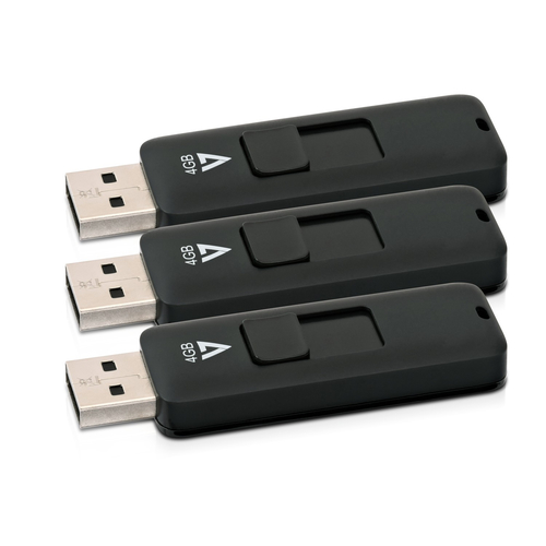 V7 VF24GAR- 3PK- 3E - USB- Flash- drive - 4GB - USB2.0 - black (pack von 3) (VF24GAR- 3PK- 3E) USB Flash atmiņa