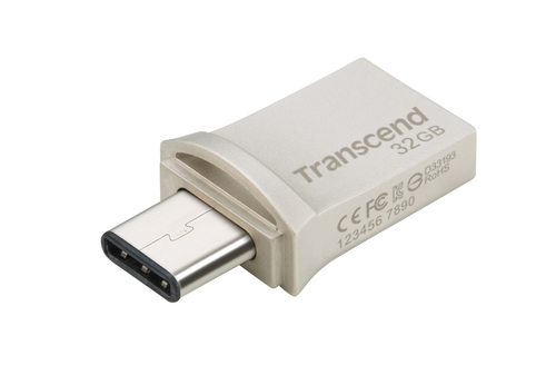 Flashdrive Transcend 32GB JetFlash 890, Silver Plating USB 3.1 Type C USB Flash atmiņa