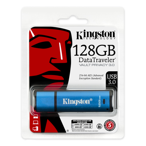 KINGSTON 128GB USB 3.0 DTVP30 256bit USB Flash atmiņa