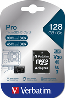 Verbatim microSDXC Pro     128GB Class 10 UHS-I incl Adapter atmiņas karte