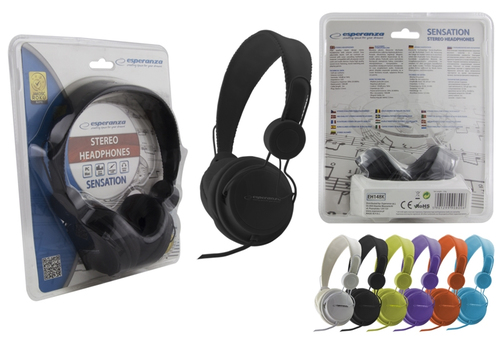 ESPERANZA EH148K SENSATION Audio Stereo Headphones with volume control   | 3m austiņas