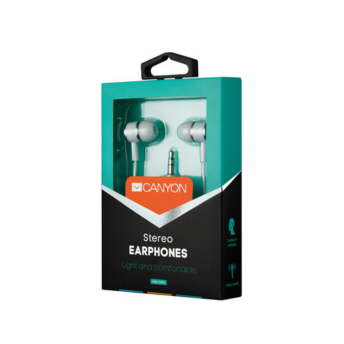 Stereo earphones with microphone, White austiņas