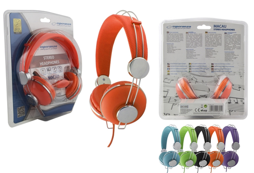 ESPERANZA EH149O MACAU Audio Stereo Headphones with volume control   | 3m austiņas