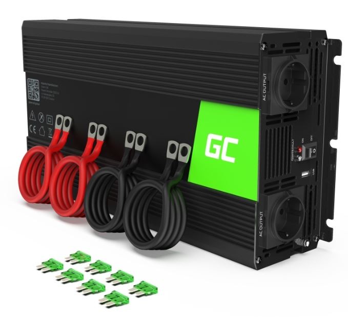 Green Cell INV21 power adapter/inverter Auto 6000 W Black 5903317228370 Strāvas pārveidotājs, Power Inverter