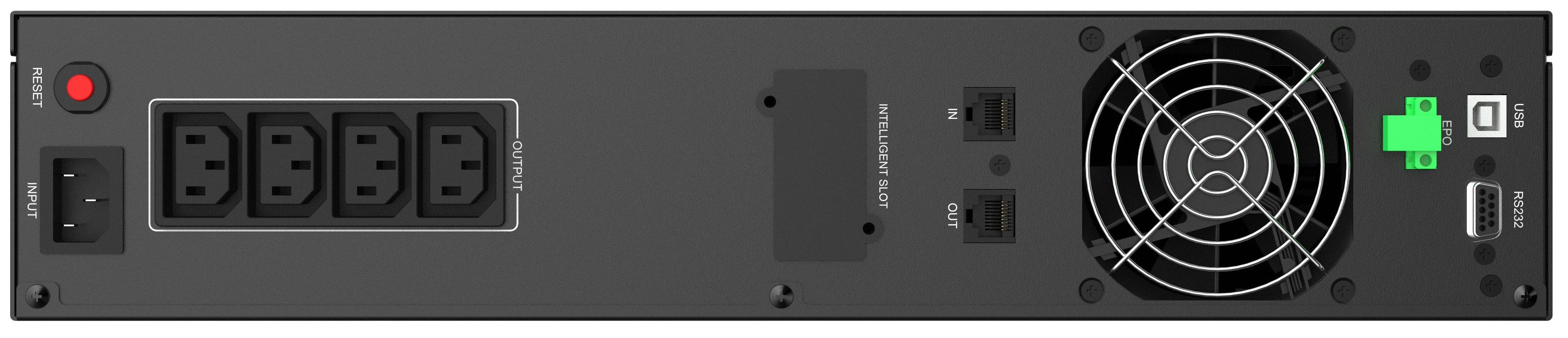 UPS Line-Interactive 2200VA Rack 19 4x IEC Out, RJ11/RJ45 In/Out, USB, LCD, EPO nepārtrauktas barošanas avots UPS