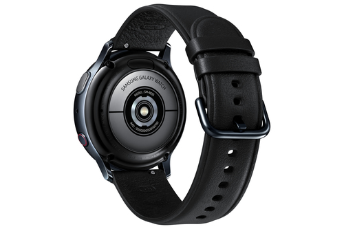 Samsung Galaxy Watch Active 2 - 40 mm - schwarzes Edelstahl - intelligente Uhr mit Band - Leder - schwarz - Anzeige 3 cm (1.2) - 4 GB - Wi-F Viedais pulkstenis, smartwatch