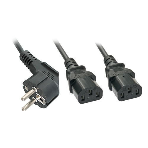 2.00m Schuko auf 2x IEC C13 Y-Netzkabel kabelis, vads