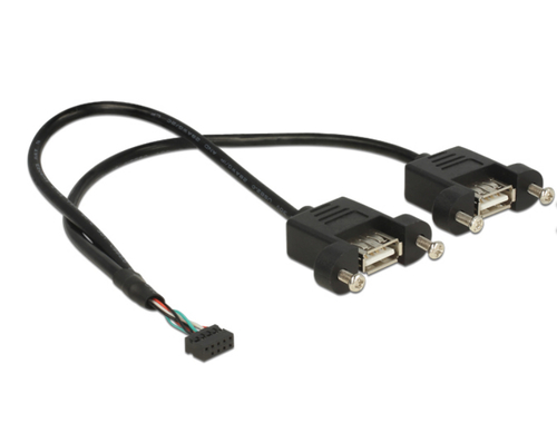 DeLOCK 84832 0.25m 2 x USB A Weiblich Weiblich Schwarz USB Kabel (84832) kabelis, vads