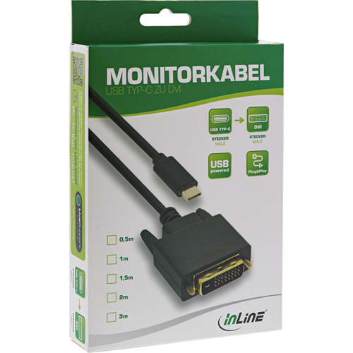 64131 Videokabel-Adapter 1 m USB C DVI-D Schwarz (64131) kabelis, vads