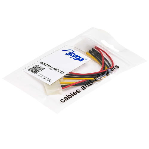 Kabel zasilajcy Akyga AK-CA-15 ( MOLEX / 2x MOLEX F-M PVC 0 15m ) kabelis, vads