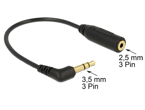 DeLOCK 0.17m 2.5mm/3.5mm 0.17m 3.5mm 2.5mm black Audio-Kabel (65675) kabelis, vads