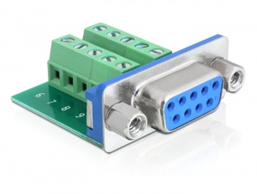 Delock  Sub-D 9 pin female > Terminal block 10 pin kabelis, vads